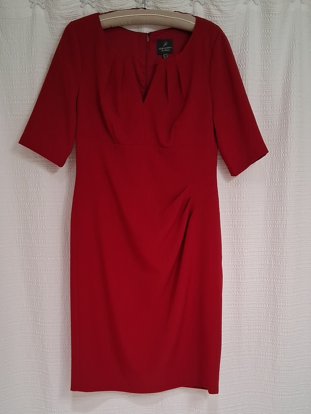 Adrianna Papell Crimson Red Midi Sheath Dress